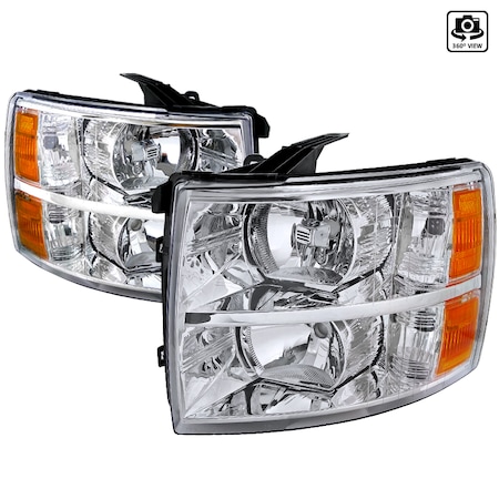 Spec-D Tuning 07-12 Chevrolet Silverado Crystal Housing Headlights Chrome 2LH-SIV07-RS